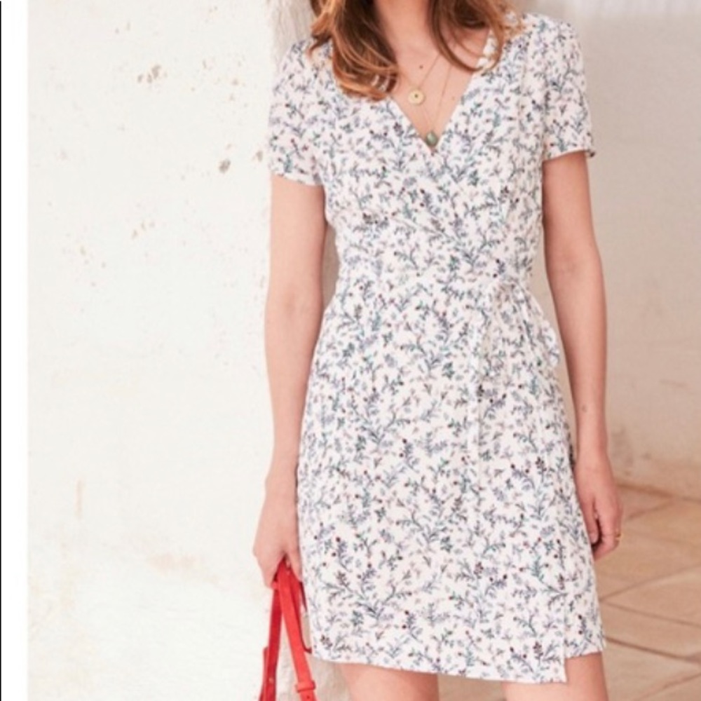 Sezane Anastasia Wrap Dress in White
